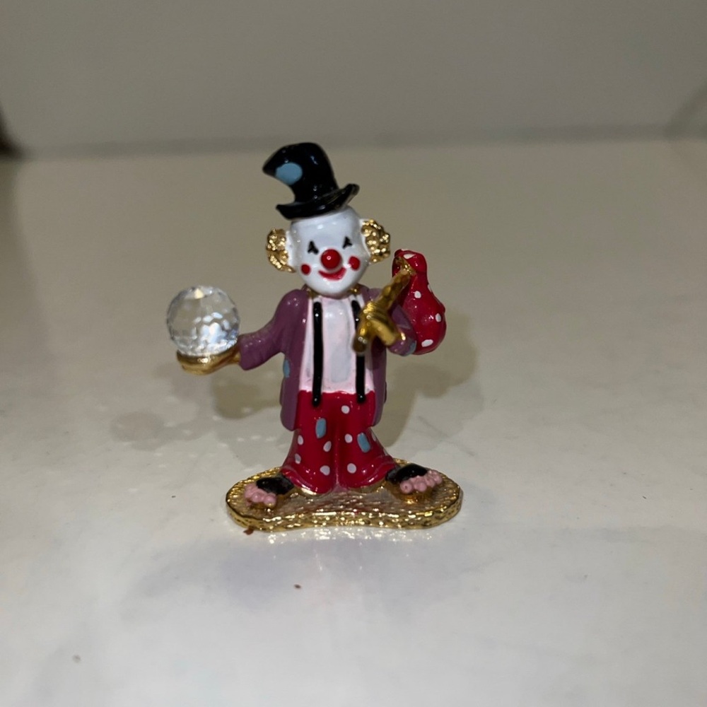 Spoontiques Clown HOBO Swarovski Crystal #KM439 Enameled Pewter